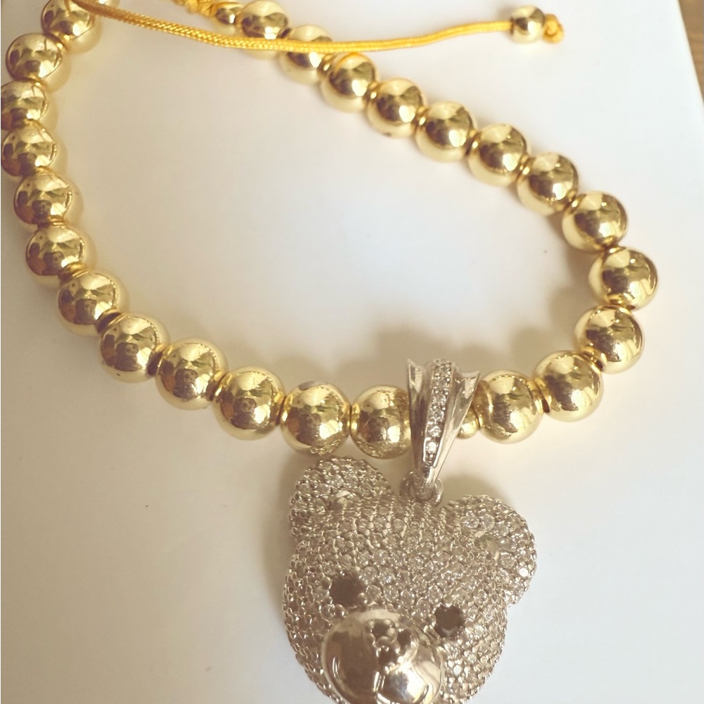 Stainless steal bear charm  with bracelet